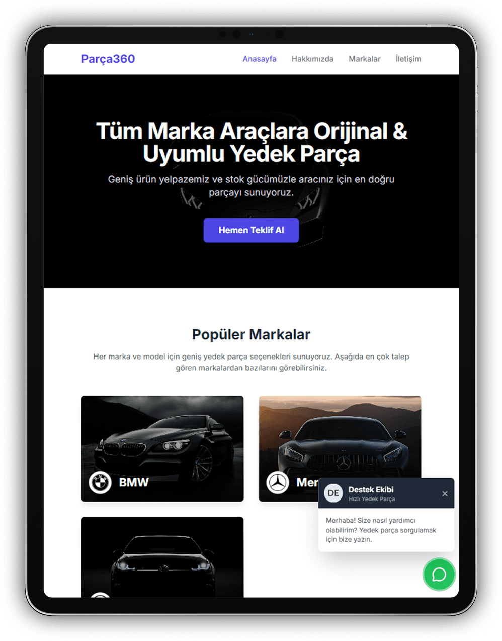 Parça Satis Sitesi - Tablet Versiyonu