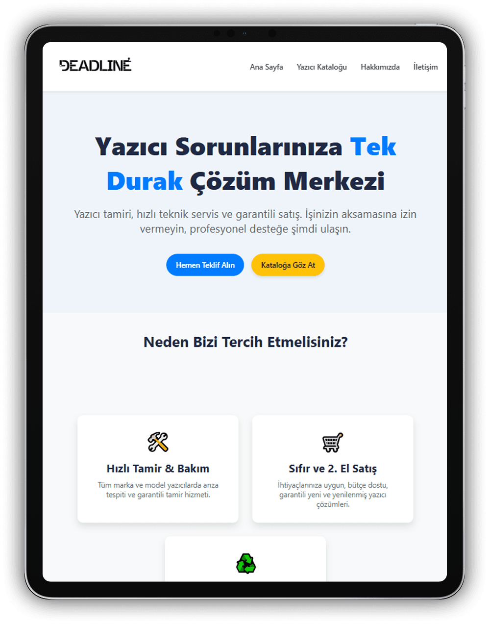 ProjeDeadLine Yazıcı Servis - Tablet Versiyonu