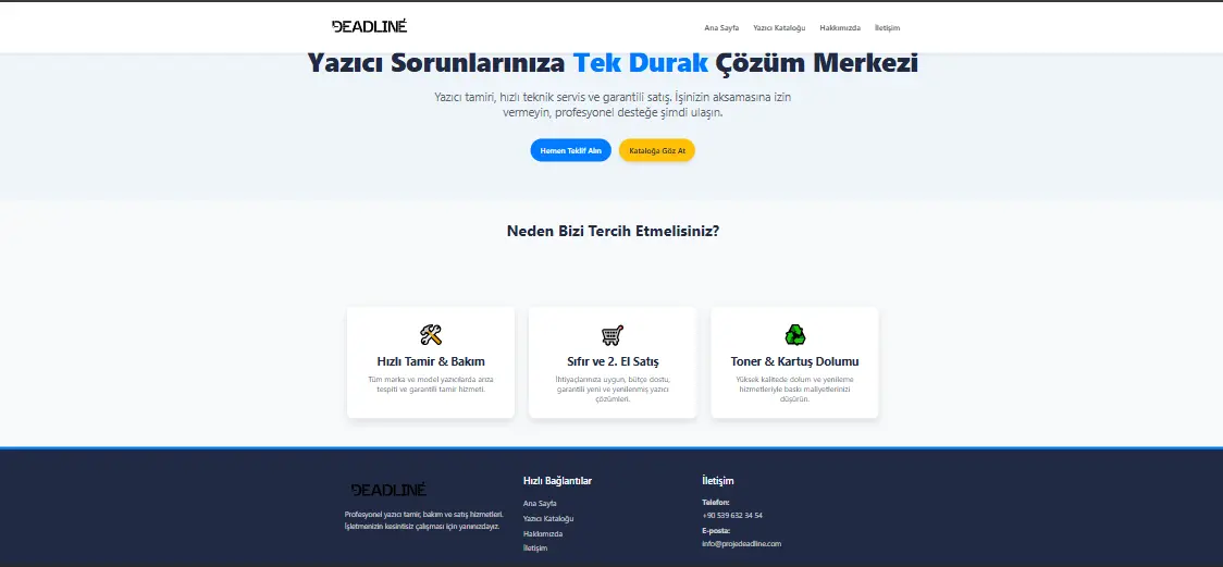 ProjeDeadLine Yazıcı Servis projesinin sunumu